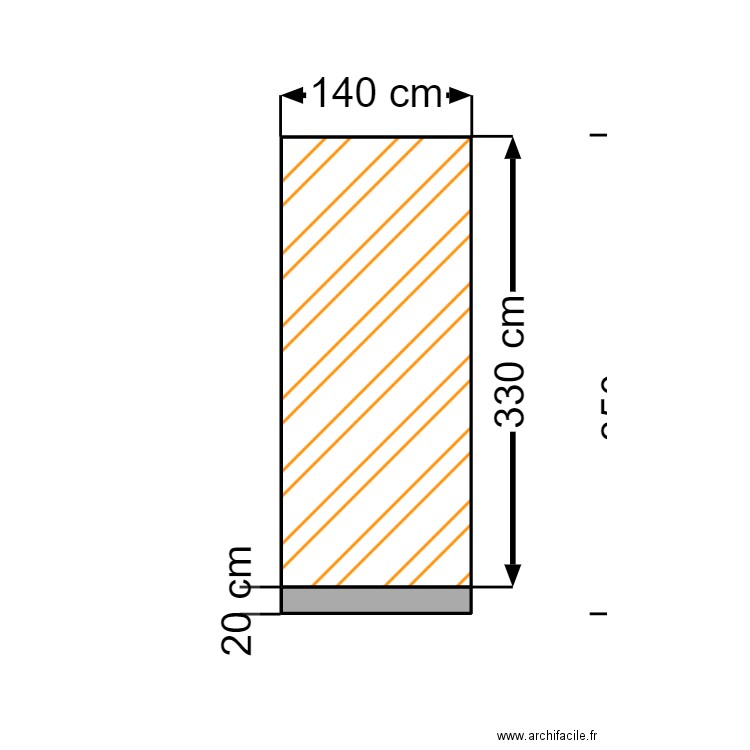 Façade Ouest. Plan de 2 pièces et 5 m2