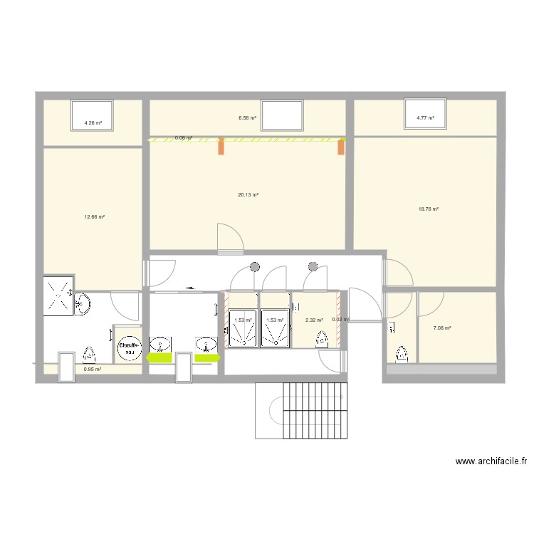 longère 1er étage 22 mars19 sans meubles . Plan de 0 pièce et 0 m2