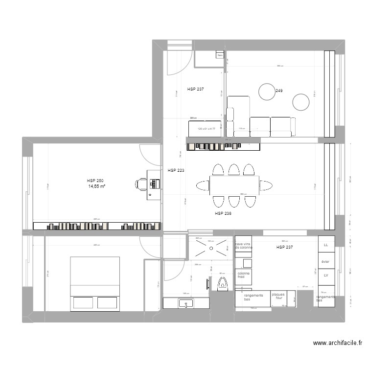 Proposition plan 2 lagny 9 novembre. Plan de 7 pièces et 34 m2