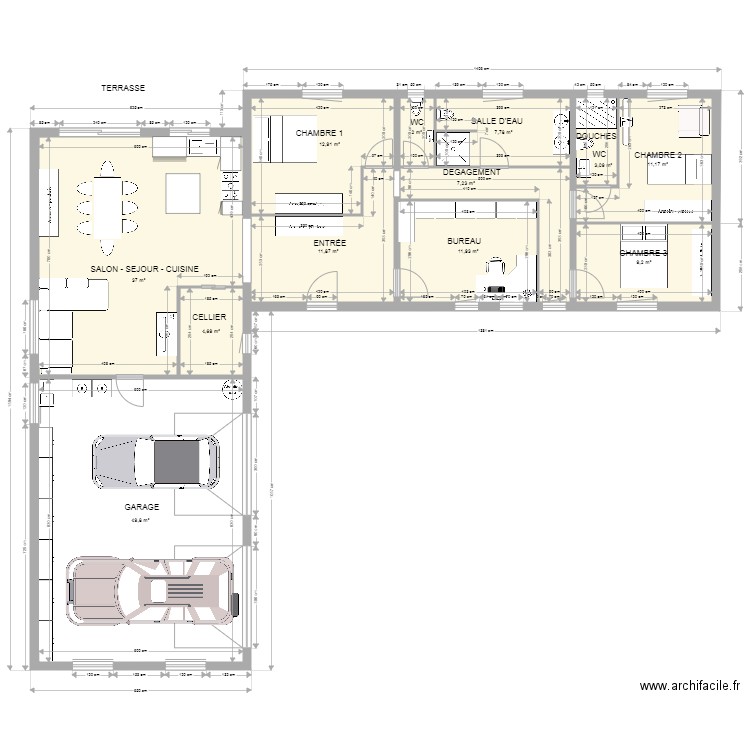 MAISON RÉHABILITATION MEUBLE. Plan de 12 pièces et 169 m2