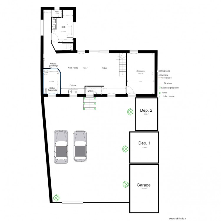 Plan facade eletricite. Plan de 0 pièce et 0 m2