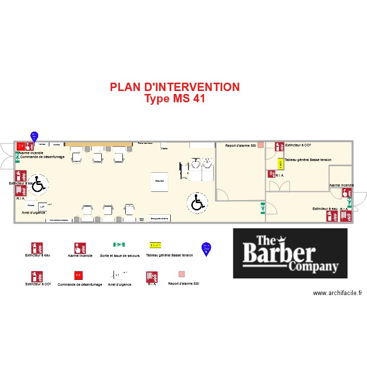 barber. Plan de 0 pièce et 0 m2