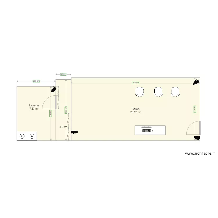 Salon de coiffure. Plan de Salon de coiffure. Plan de