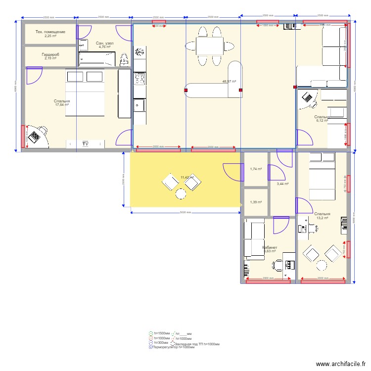 135  1.2. Plan de 12 pièces et 120 m2