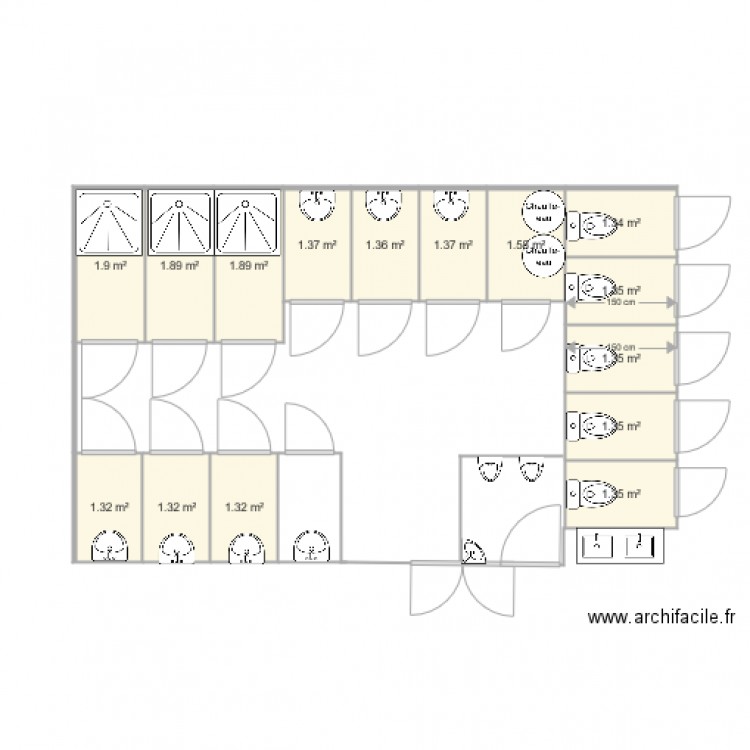 bloc sanitaire. Plan de 0 pièce et 0 m2