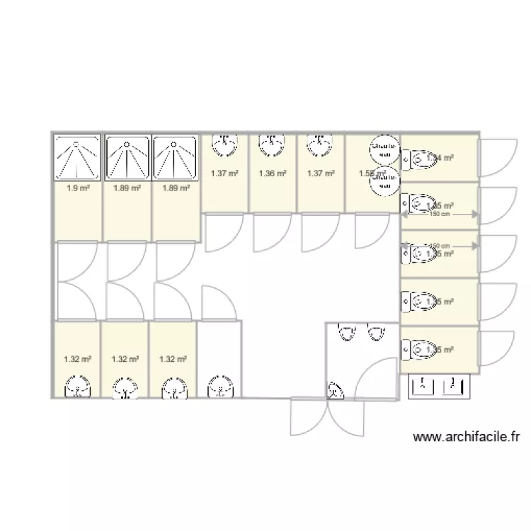 bloc sanitaire. Plan de 