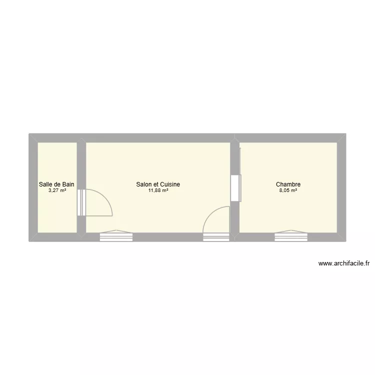 Mison 2. Plan de 3 pièces et 23 m² Mison 2. Plan de 3 pièces et 23 m²