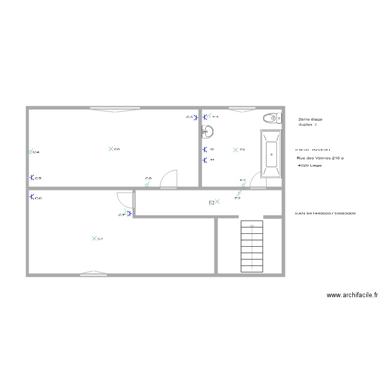 dup 2. Plan de 3 pièces et 36 m2