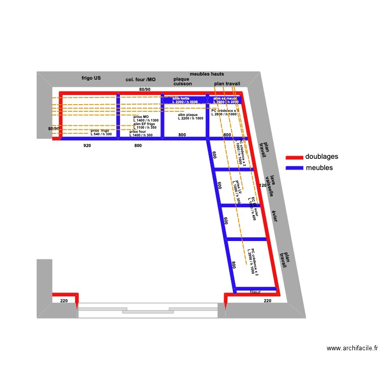 plan cuisine . Plan de 6 pièces et 6 m2