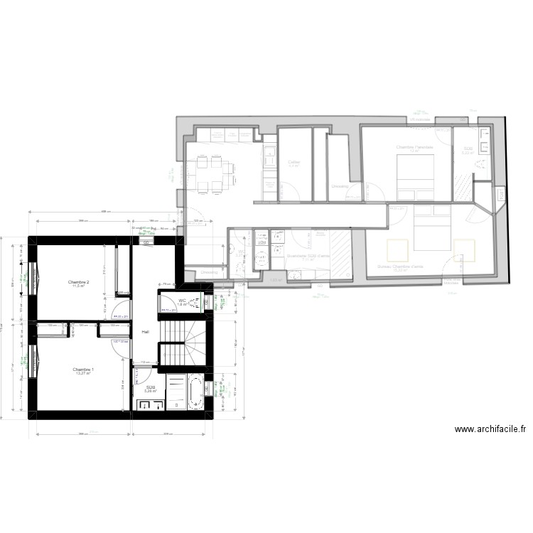 Aucamville 3. Plan de 28 pièces et 183 m2