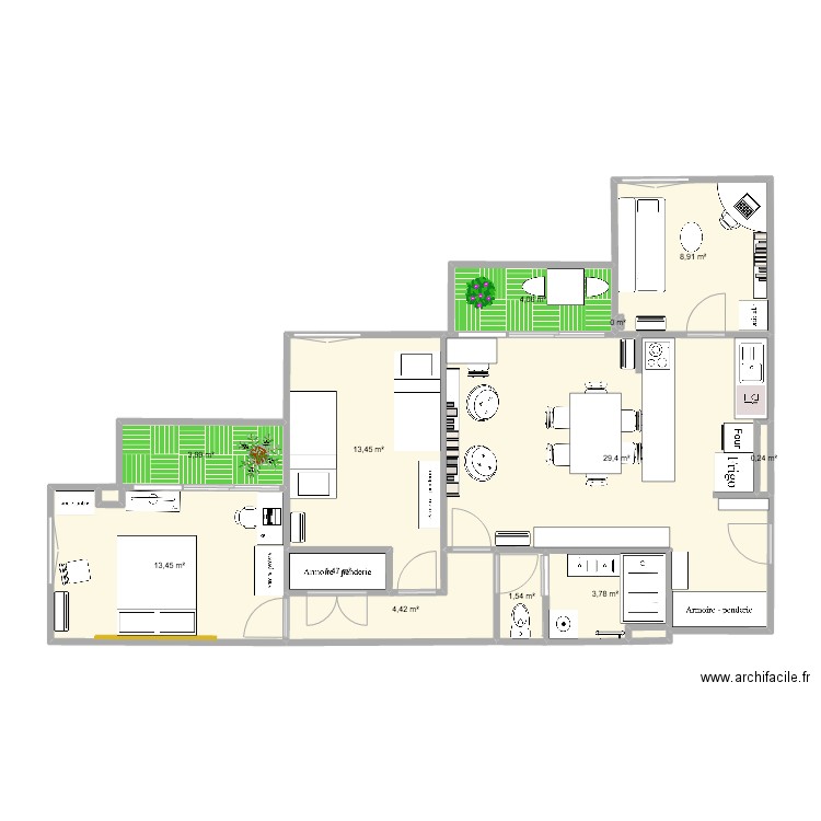 MtBlc_1. Plan de 12 pièces et 85 m2