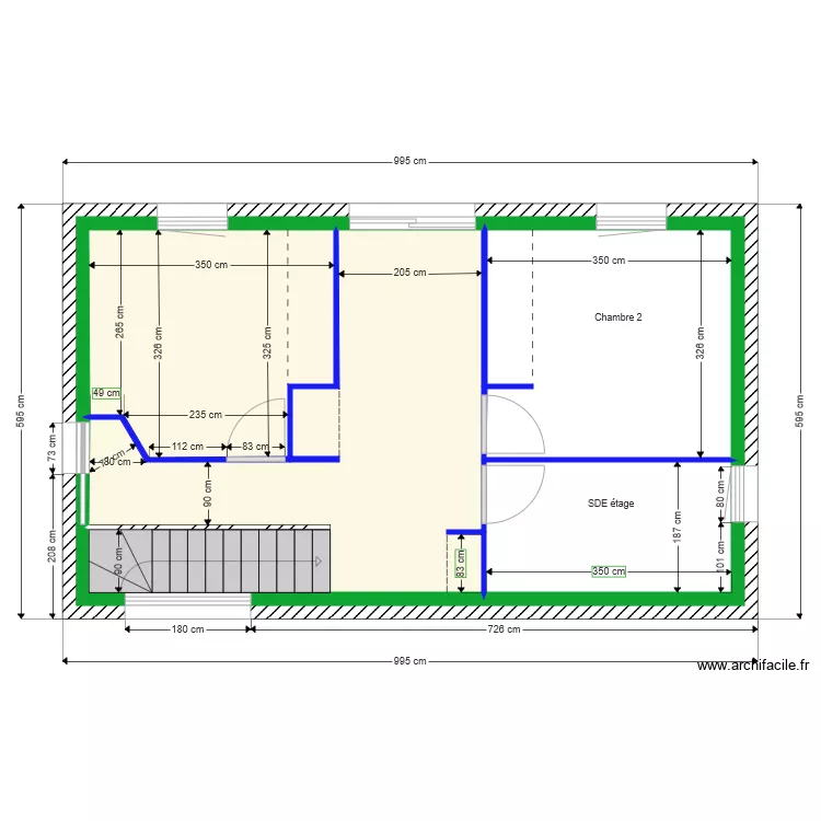Etage coup&eacute; Bourgenay. Plan de 
