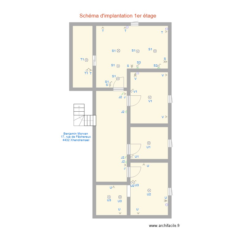 Electricité 1er Etage Maison Xendremael. Plan de 0 pièce et 0 m2