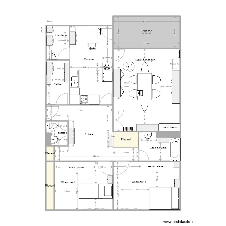 F3 2022. Plan de 15 pièces et 96 m2