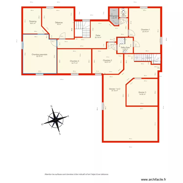 BI 4038 Etage c&ocirc;t&eacute;. Plan de 