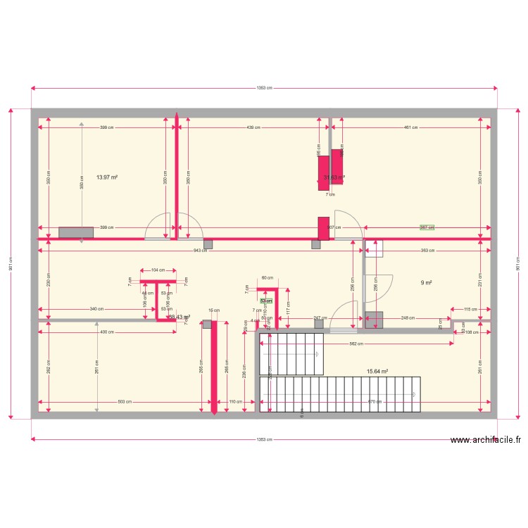 2eme murs a demolir. Plan de 0 pièce et 0 m2