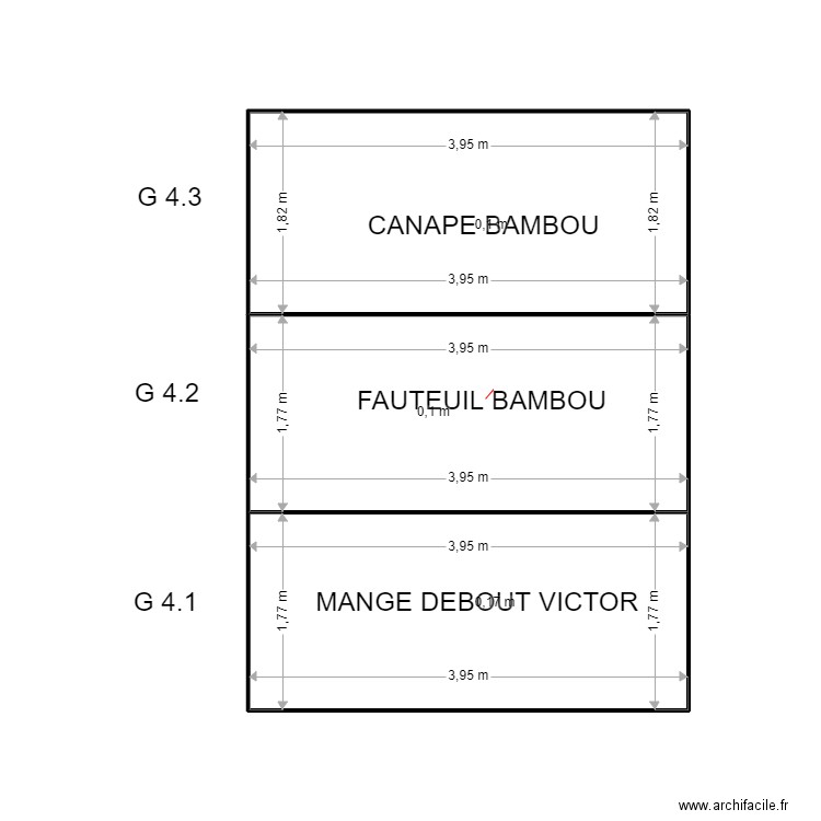 G 4. Plan de 3 pièces et 21 m2