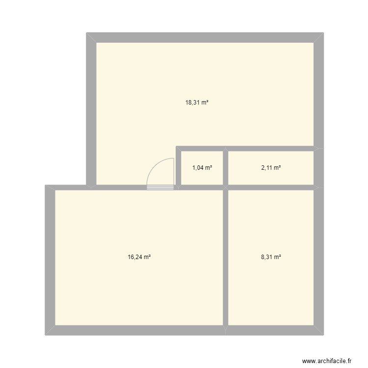 Bajo Derecha Original. Plan de 5 pièces et 46 m2