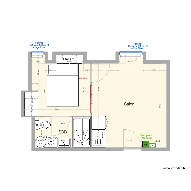 PROUNANT Studio état projeté. Plan de 0 pièce et 0 m2