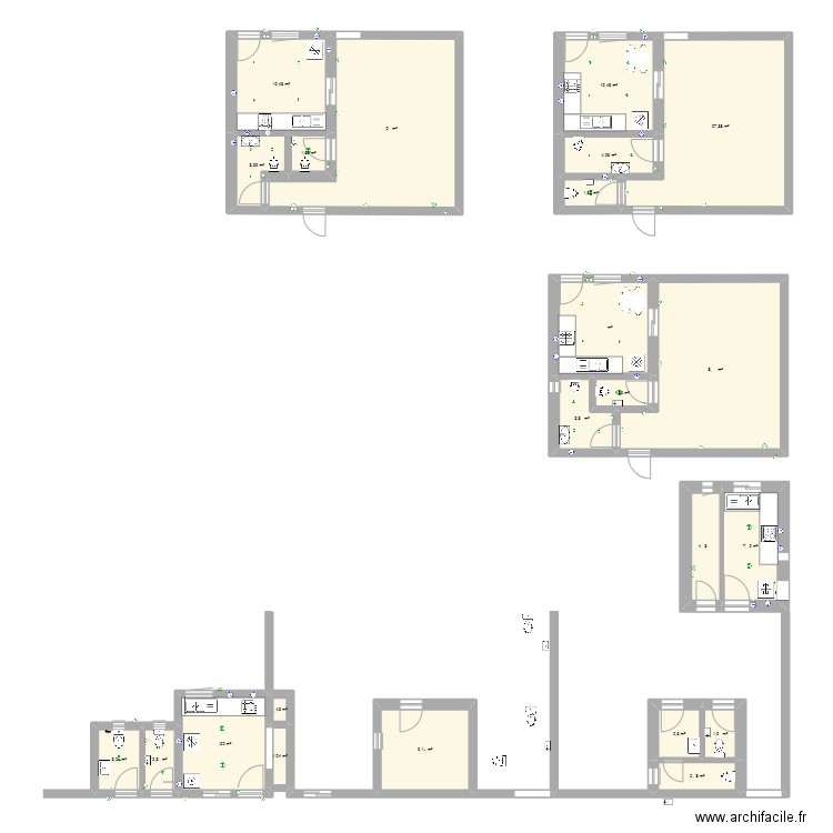 cuisine_commune. Plan de 23 pièces et 177 m2