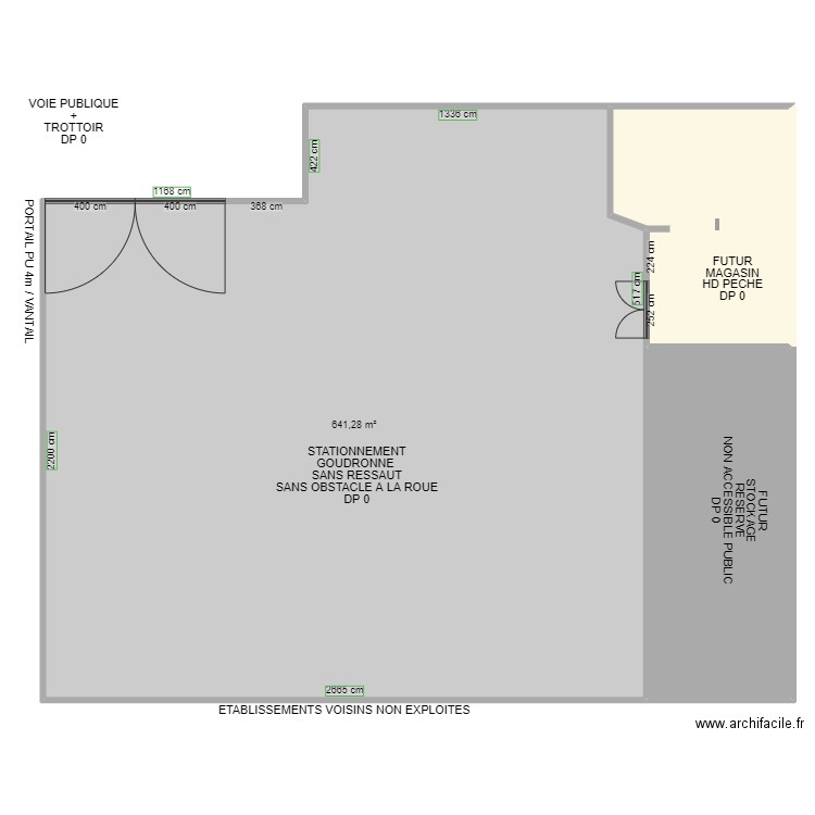 STATIONNEMENT HD PECHE AVANT TRAVAUX. Plan de 3 pièces et 813 m2