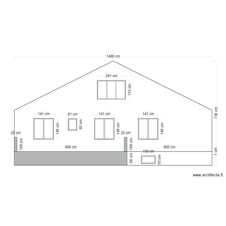 Façade coté jardin Mouzay avec terrasse. Plan de 0 pièce et 0 m2