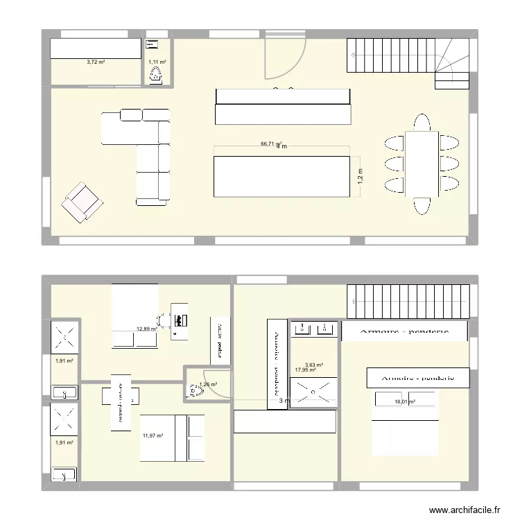 Ancien bis modif. Plan de 6  et 142 m²