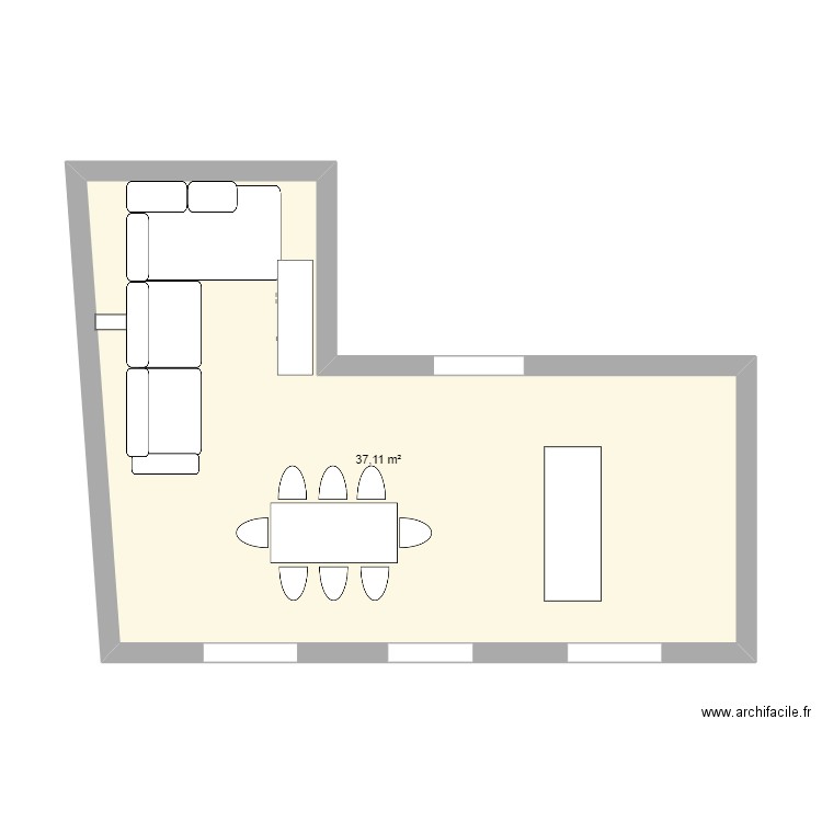 Maison 2D. Plan de 1 pièce et 37 m2