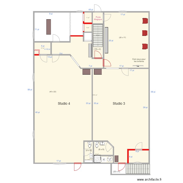 EDNL 2e plan B. Plan de 20 pièces et 831 m2