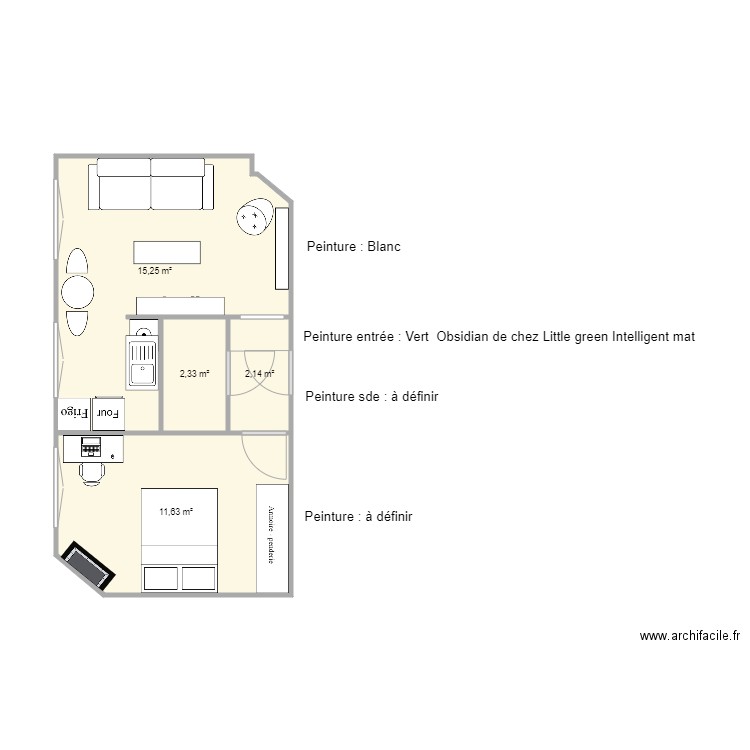 LIsa meublé. Plan de 4 pièces et 31 m2