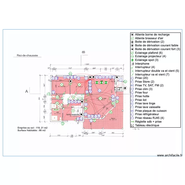 Plan Villa Plumain. Plan de 