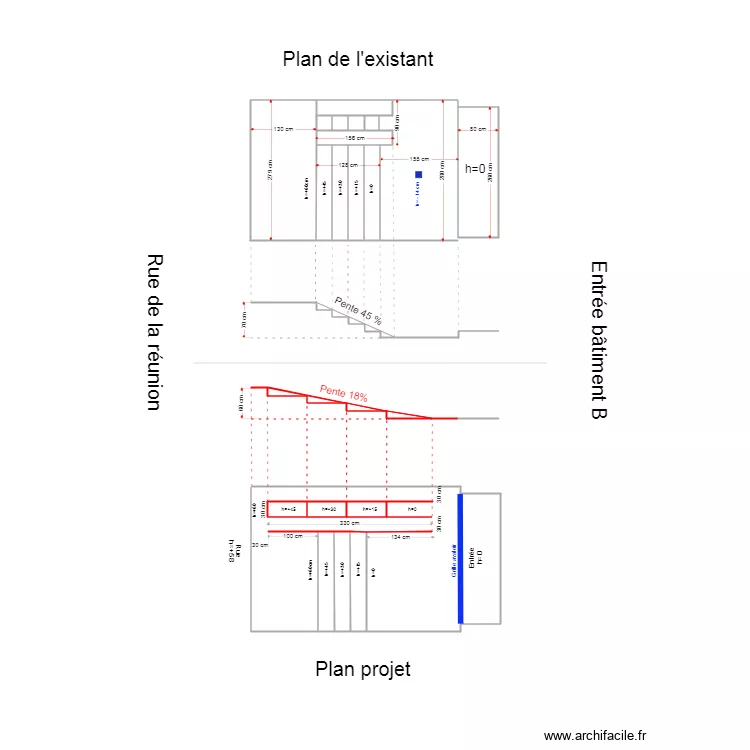 Batiment B existant. Plan de 
