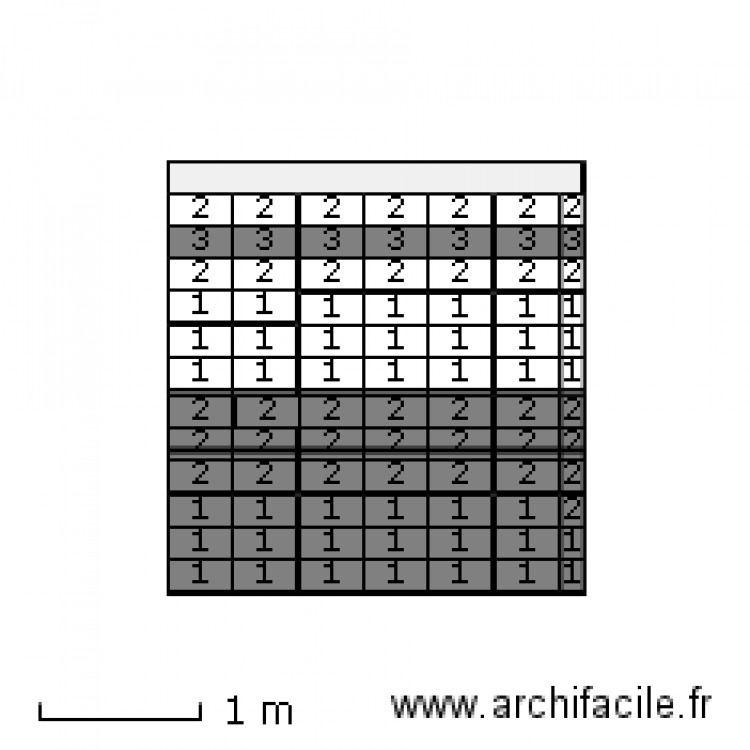 SDB (mur douche, wc, 2,58x2,68 ). Plan de 0 pièce et 0 m2