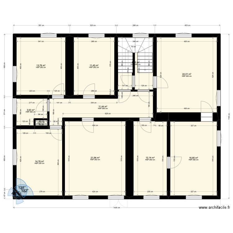 BAR SUR SEINE plan R 1. Plan de 19 pièces et 273 m2