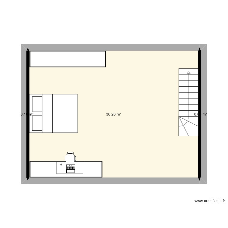 2 eme etage g1. Plan de 3 pièces et 36 m2