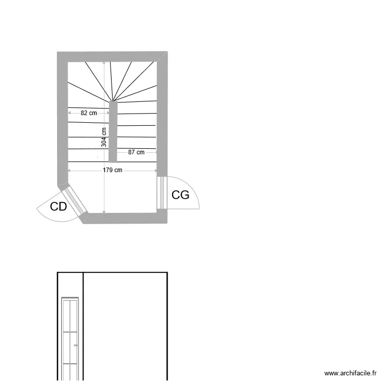 Escalier R4/combles. Plan de 