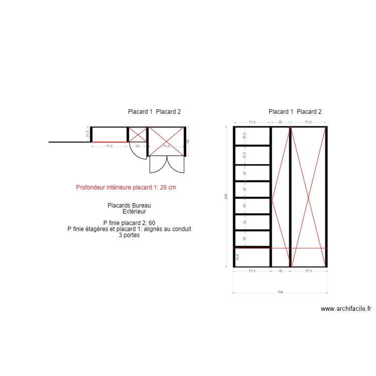 Placards bureau Lauriston v2. Plan de 0 pièce et 0 m2