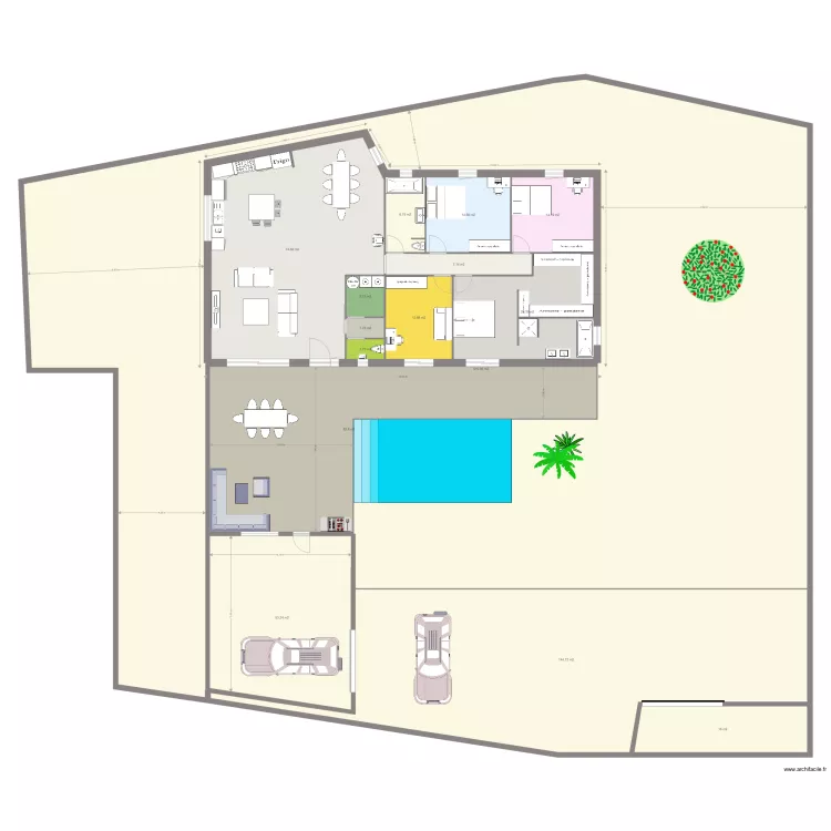 maison parti toit plat. Plan de 