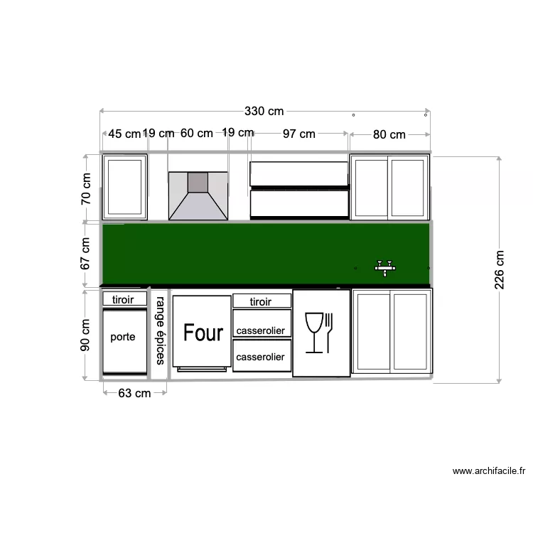 fa&ccedil;ade cuisine 3. Plan de 