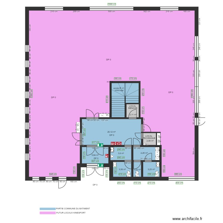 KINESPORT AVANT TRAVAUX. Plan de 12 pièces et 340 m2