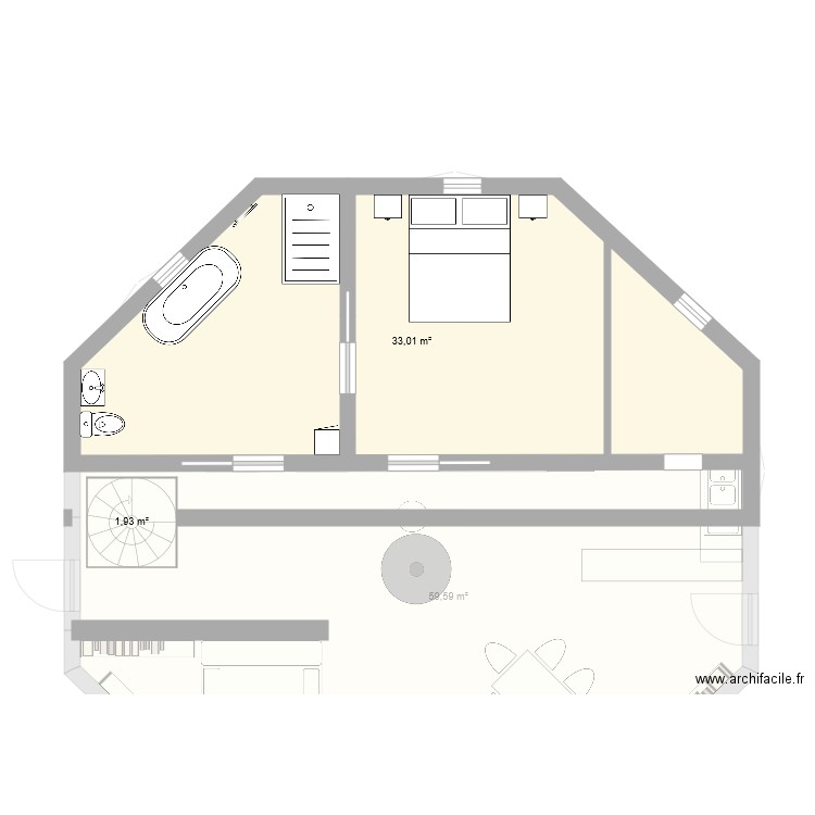 plan combles maison octogonale. Plan de 0 pièce et 0 m2