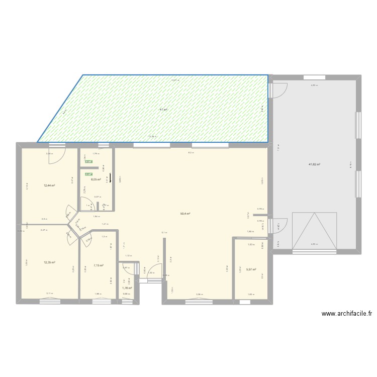 plan wimmenau 2 sans meubles avec terrase. Plan de 0 pièce et 0 m2