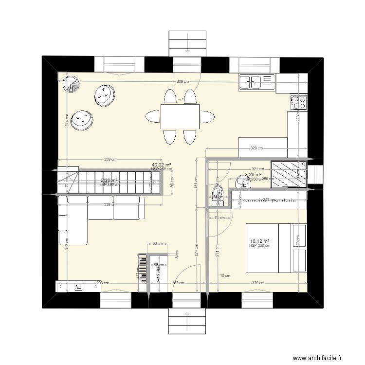 BREGILLE_R0. Plan de 4 pièces et 56 m2