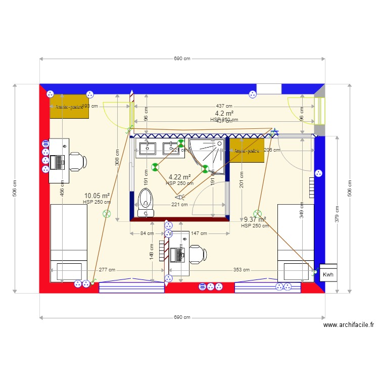 PIECE 2 CH 3 CH 4 VARIANTE. Plan de 0 pièce et 0 m2
