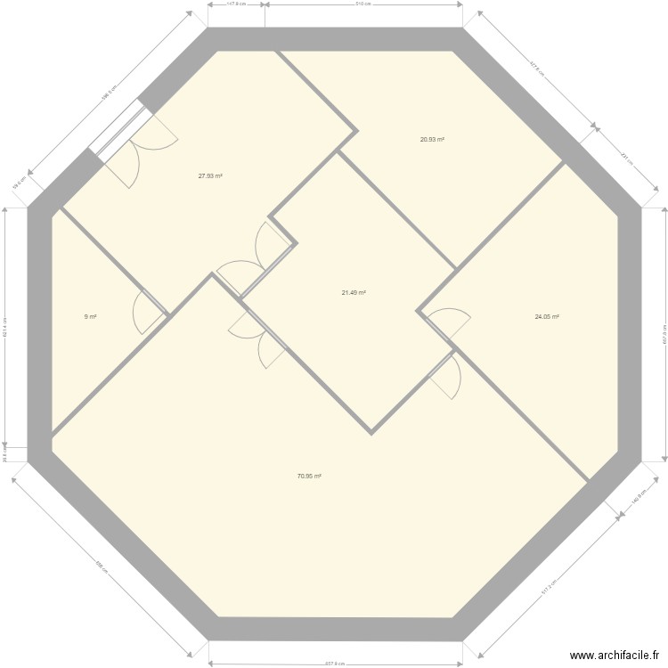 octogone. Plan de 0 pièce et 0 m2