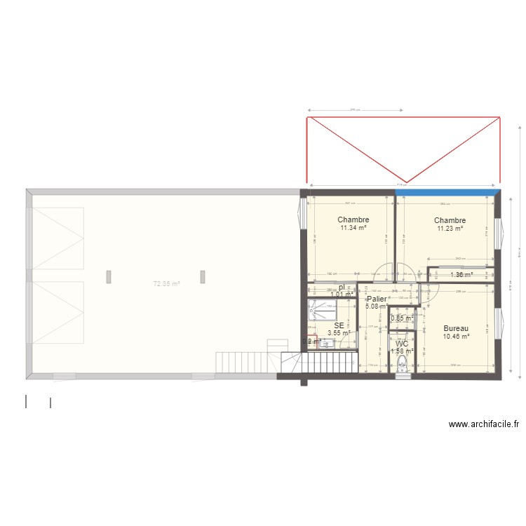 projet st v6. Plan de 27 pièces et 280 m2