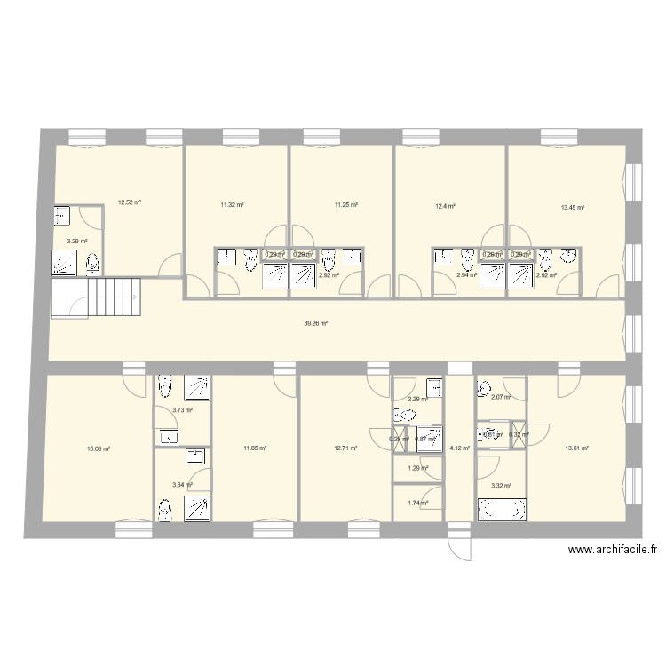 RodinEtageAvecSanitaires. Plan de 0 pièce et 0 m2