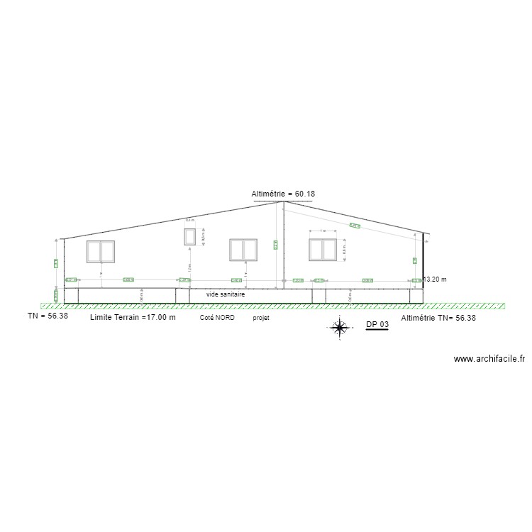 coté Nord 1. Plan de 8 pièces et 27 m2