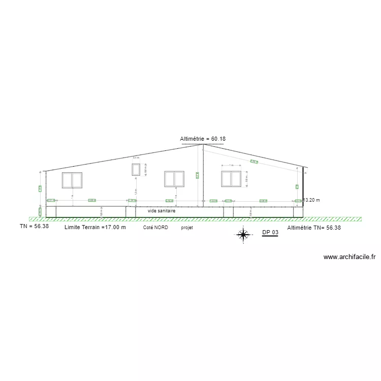 cot&eacute; Nord 1. Plan de 