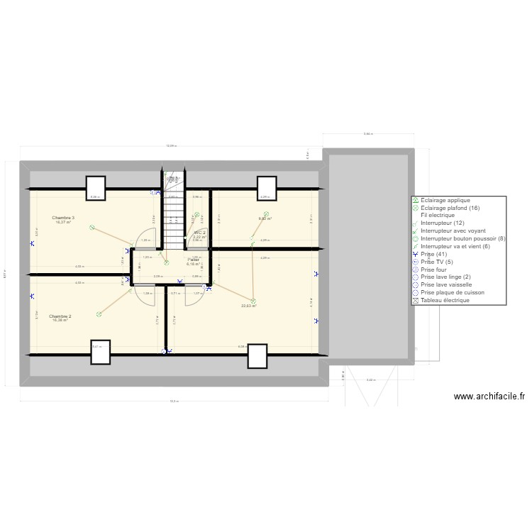 Maison étage avec élec. Plan de 17 pièces et 230 m2